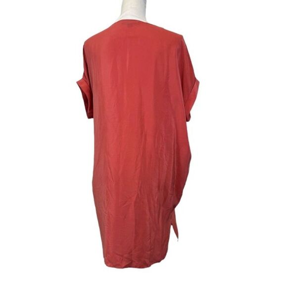 All Saints Silk Sonny Dress in Salmon and Cream Short Sleeve Belt Size 2 - Picture 4 of 10